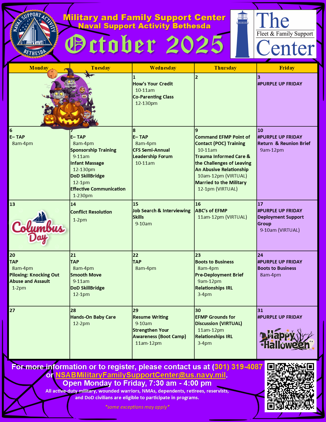 MFSC October 2025 Class Calendar (FRONT).png